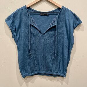 Prana Dark Turquoise Blue Popover Blouse - Size: XS